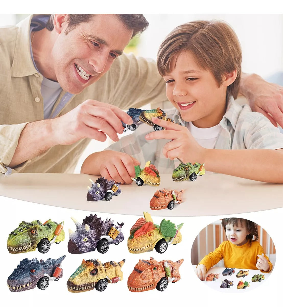 Set 6 autos dinosaurios